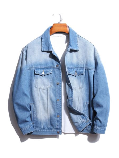 

men flap pocket denim jacket without tee s7wg#, Black;brown