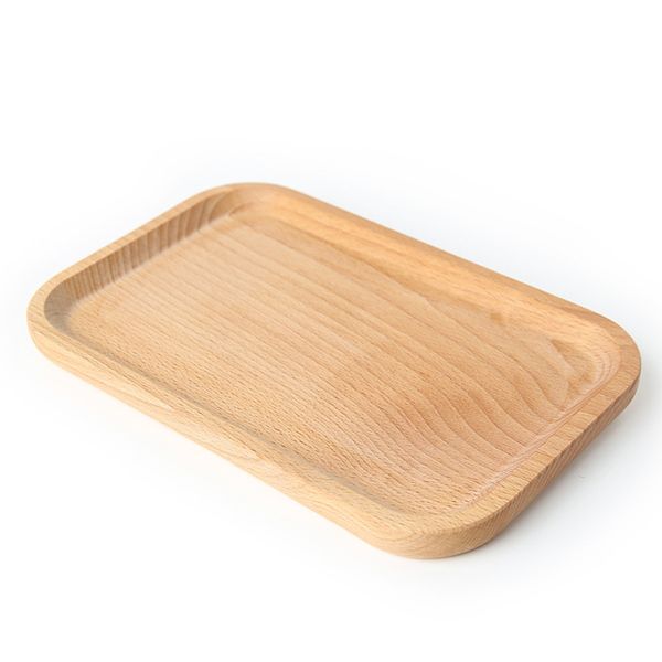 

solid beech wood rectangular dinner plates western food rectangular round corners snack dessert serving tray