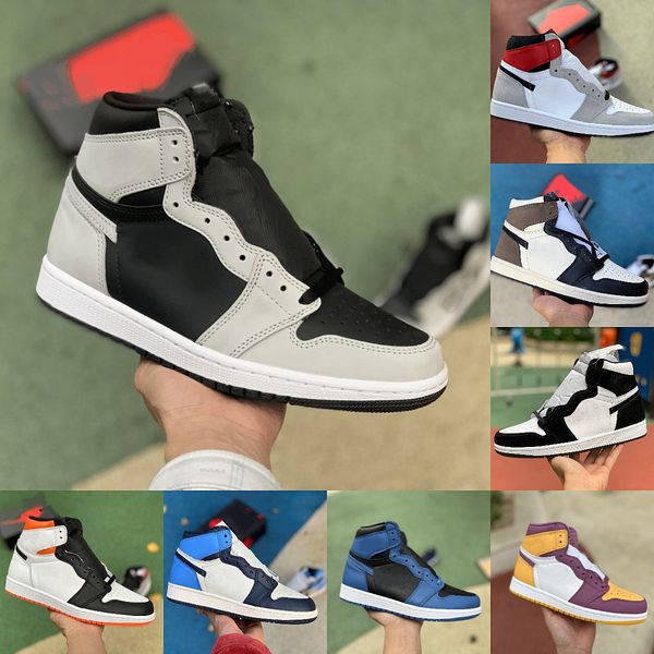 

jumpman 1 1s high sports basketball shoes men women stage haze stealth fearless candy shadow 2.0 unc royal toe obsidian bio hack pine green, Black