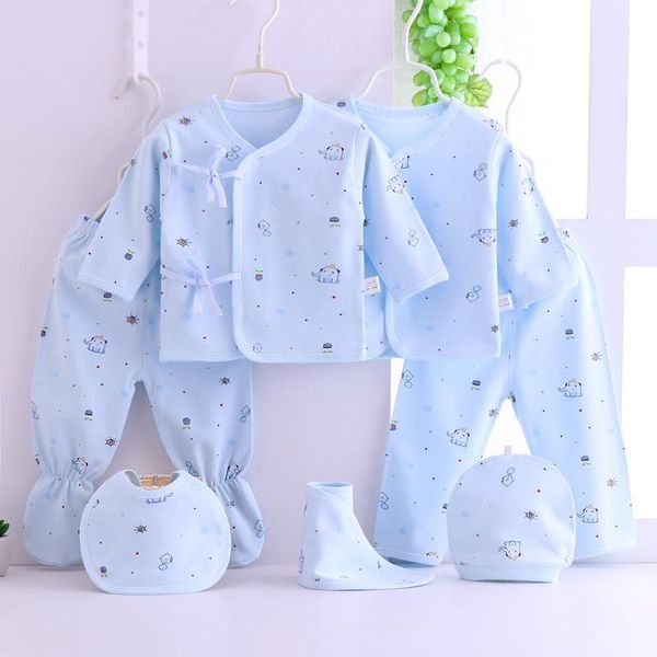 Set di abbigliamento 7 pezzi Vestiti per bambini nati 0-3M Summer Cartoon Print Set regalo per ragazze Cotton Boys Spring Kid OutfitAbbigliamento