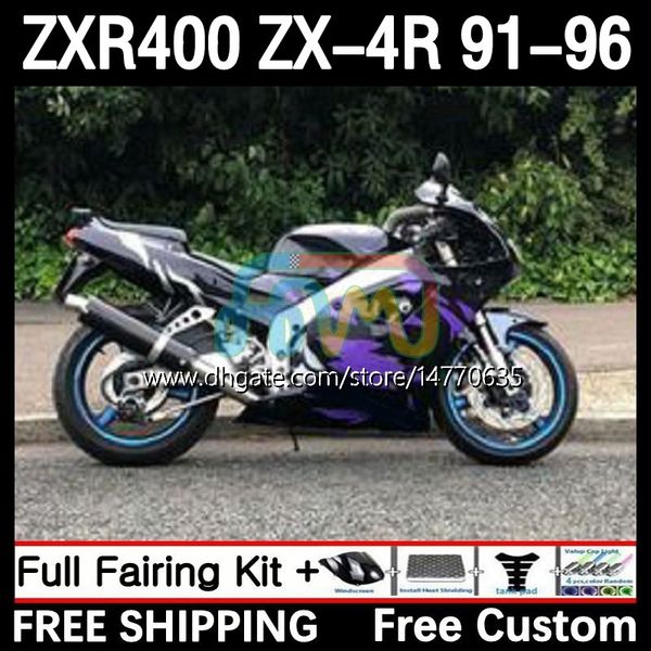 ABS BODYS KIT для Kawasaki Ninja ZX4R ZXR 400 CC 400CC 1991 1992 1993 1994 1995 1996 Cowling 12dh.47 ZXR-400 Bodywork ZX 4R ZXR400 91 92 93 94 95 96 Fairing Black Purple