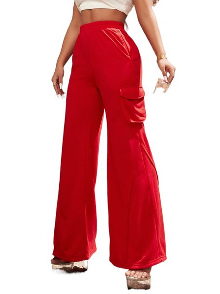 

high waist flap pocket sweatpants b2lt#, Black;white