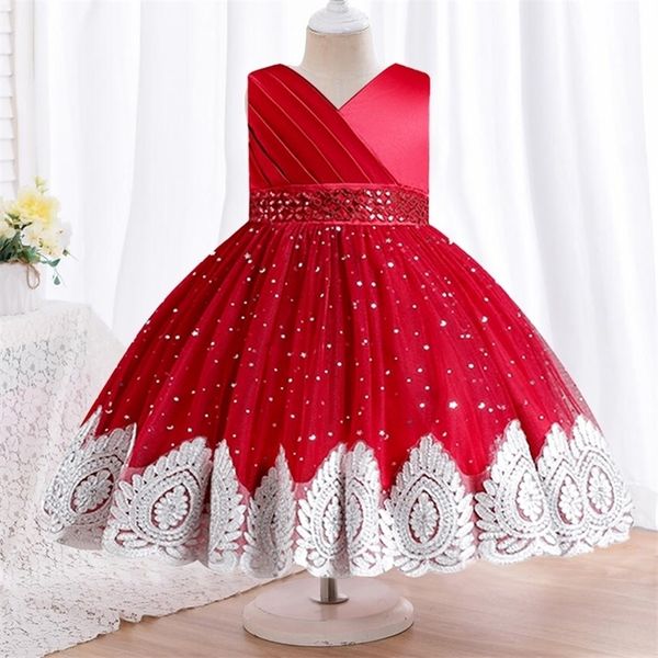 

kids tutu birthday princess party dress for girls infant lace children bridesmaid elegant dress for girl baby girls clothes 220617, Red;yellow
