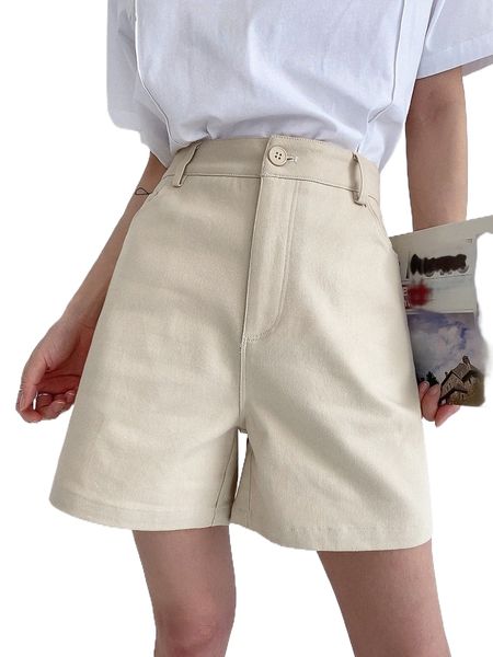 

dazy solid high waist slant pocket shorts j9qr#, White;black