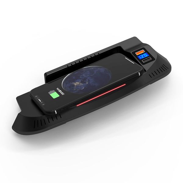 

15w car qi wireless charger for ford mustang gt 2016-2021 fast phone vehicle charging pad plate with usb type-c output