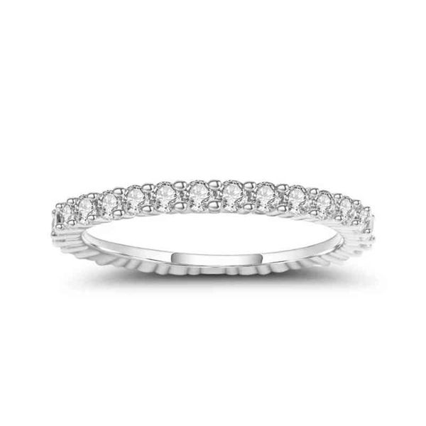 

gem's ballet women's 925 sterling silver wedding band eternity 087ct 2mm ef color moissanite ring fine jewelry, Slivery;golden