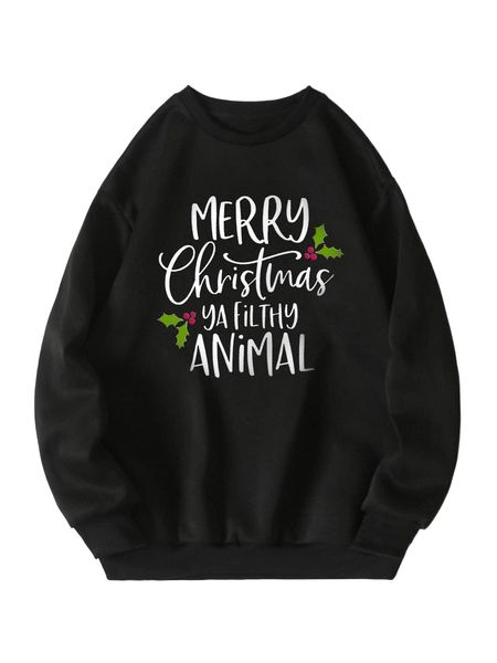 

christmas slogan graphic sweatshirt d6vk#, Black