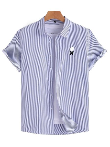 

men striped geo embroidery shirt without tee v6lr#, White;black