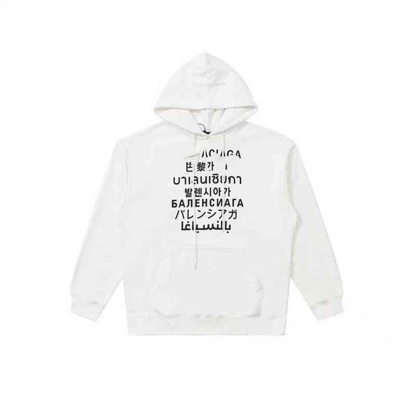 

luxury brand balenciass's hoodies gaoding chest seven language letter hoodie yuan standard loose sydney p x g35u, Black