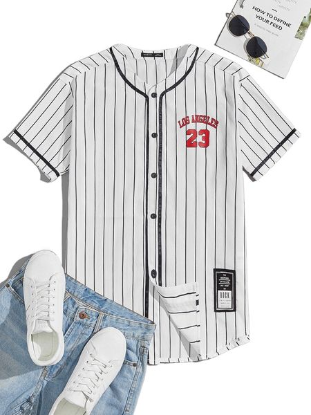 

men striped letter graphic shirt j1hh#, White;black