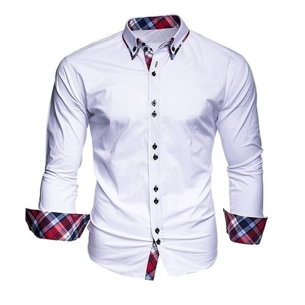 

mens business longsleeved slimfit formal casual shirt camisa masculina size s3xl 220707, White;black