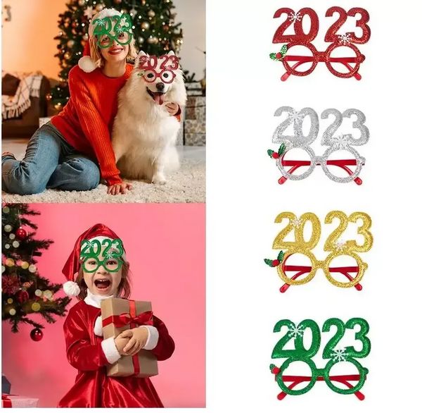 Decorazioni natalizie 2023 Occhiali di Natale Cornice Regalo per bambini per adulti Babbo Natale Pupazzo di neve Occhiali Natale Decorazioni di Natale 2023 Capodanno