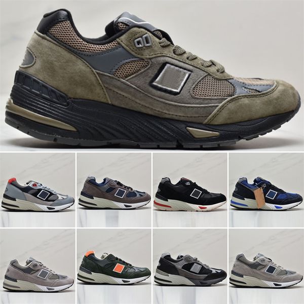 

fashionable running 991 shoes man sneakers gray navy 20th aniversary blue black red color suede material rubber outsole wear resistant runni