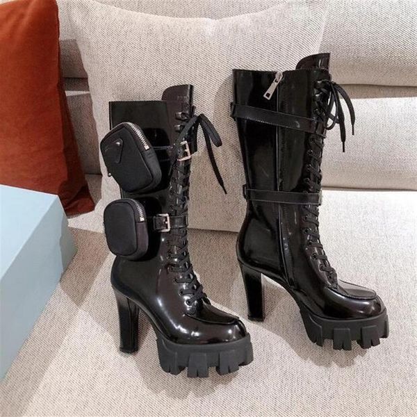 

fashion luxury designer women shoes high heels designer shoes boots original style leather pocket winter boots311d, Black