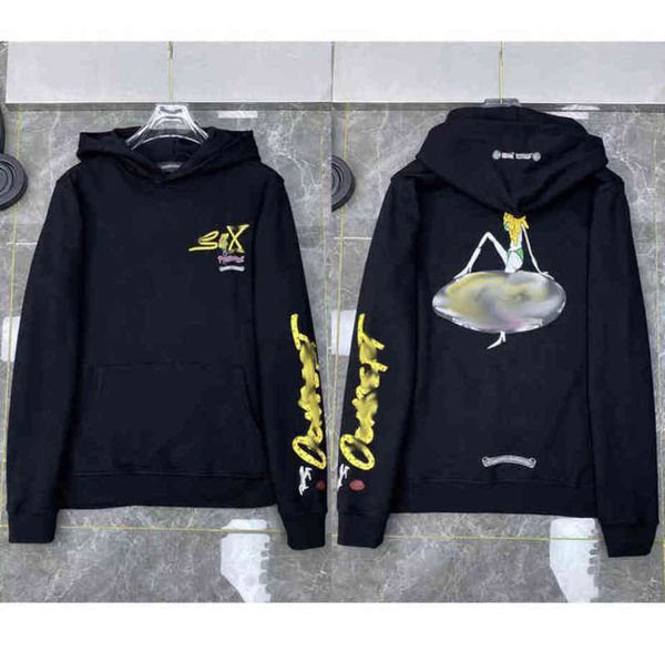 

fashion mens brand classic sweatshirts ch designer hoodies horseshoe cross print jacket women casual quality luxury pullover hooded loose h, Black