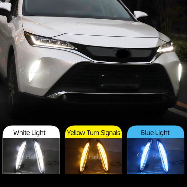 1 Set Car DRL Lampe LED -Tag laufen leuchtend f￼r Toyota Harrier Venza 2020 2021 2022 Dynamisches gelbes Blinde -Signal -Relais