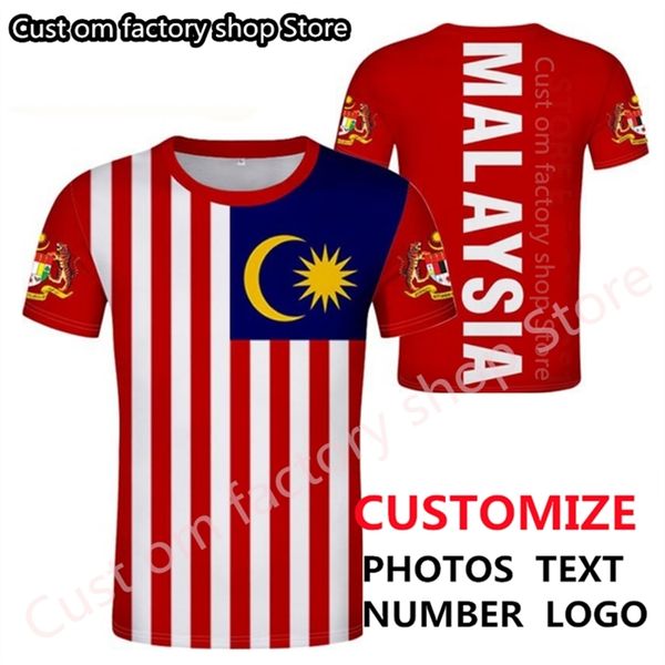 Malaysia camiseta DIY Número personalizado grátis Mys Tir Shirt Nation Flag My Malay Malaysian Country College Print P O Clothes 220616