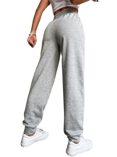

elastic waist solid sweatpants t1vk#, Black;white