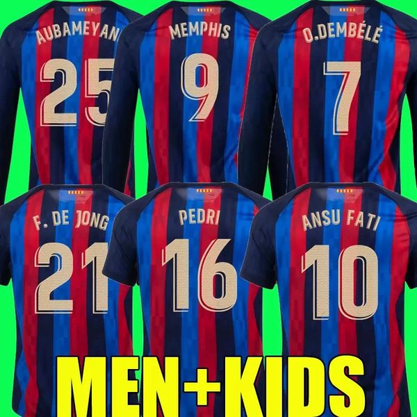 

22 23 camisetas de football memphis pedri adama auba barcelona soccer jersey ferran ansu fati 2022 2023 f. de jong dest kit shirt men home, Black;yellow