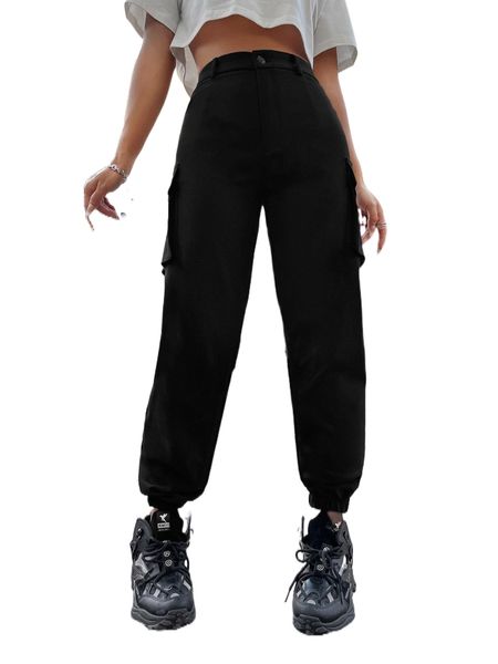 

sxy flap pocket side cargo pants 27gy#, Black;white