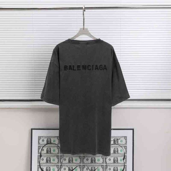

2022 designer bal t shirt [know the goods]home b paris old washed basic round neck half sleeve t-shirt men's and women's short rea, White;black