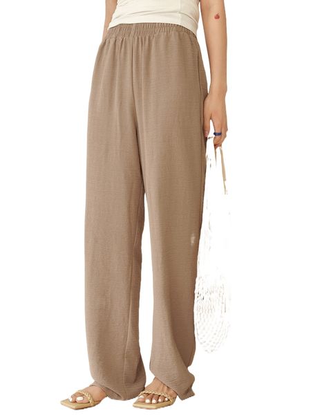 

dazy elastic waist slant pocket pants a81j#, Black;white