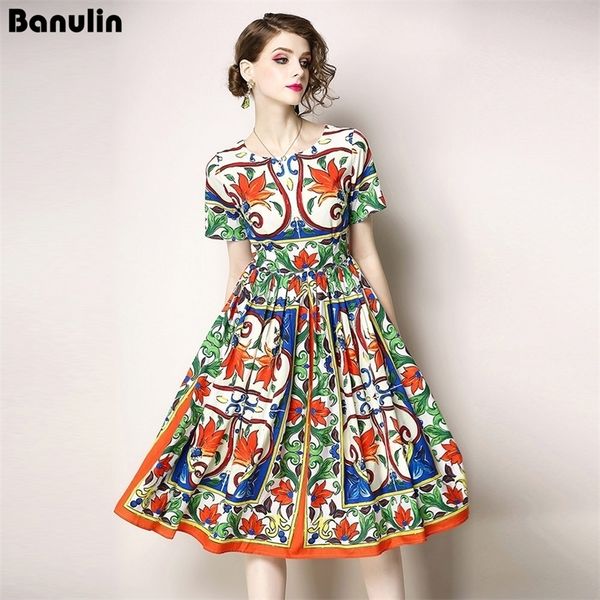 

runway dress spring summer fashion women floral print elegant chiffon midi dresses party vestidos robe femme 220516, Black;gray