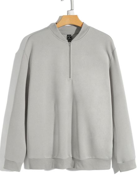 

men half zipper baseball collar sweatshirt v756#, Black