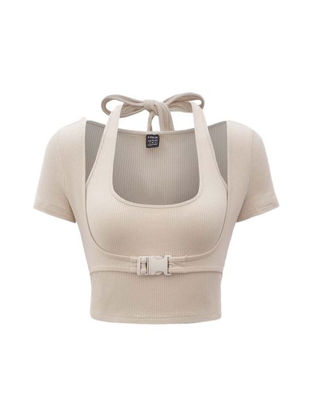 

mod release buckle crop tee with halter g8nx#, White