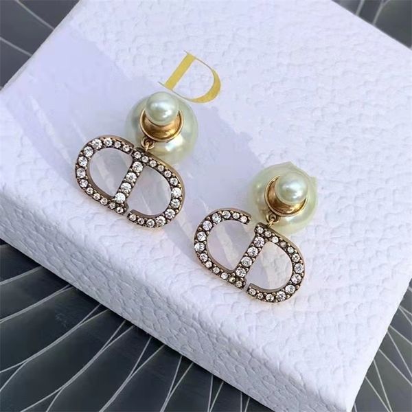 

fine full diamond size pearl earrings female made old geometric earrings, Golden