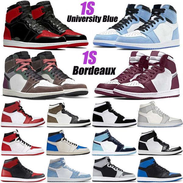 

with box mens basketball shoes jumpman 1 high og 1s bred patent university blue heritage bordeaux hyper royal dark mocha twist unc hand
