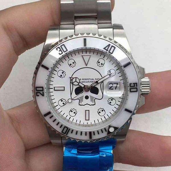 

rolesx uxury watch date gmt luxury mens mechanical watch white skeleton water ghost fully automatic qs02 geneva es for men swiss wristwatche, Slivery;brown