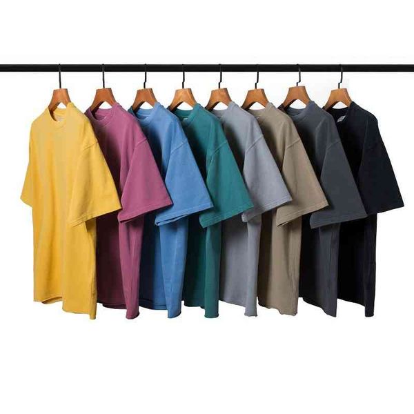 

men's t-shirts spring and summer wash old solid color rough edge oversize loose short sleeve high street ins fashion brand t-shirt men, White;black