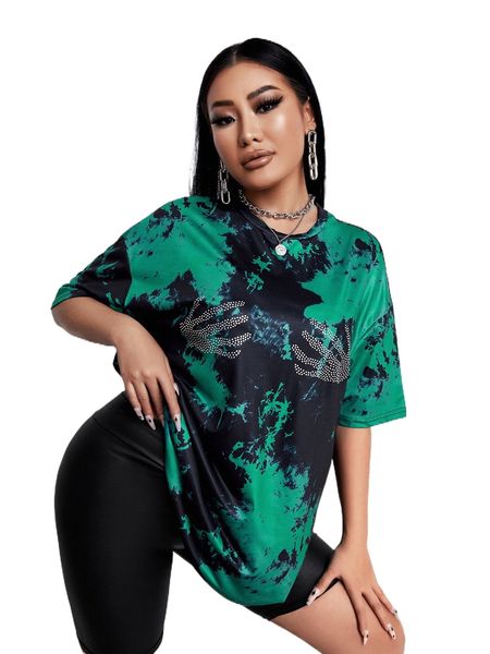 

sxy tie dye figure graphic drop shoulder tee 70km#, White