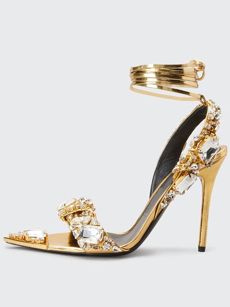 

summer crystal diamond sandals, ankle lace-up stilettos, size: 34-44, gold, Black