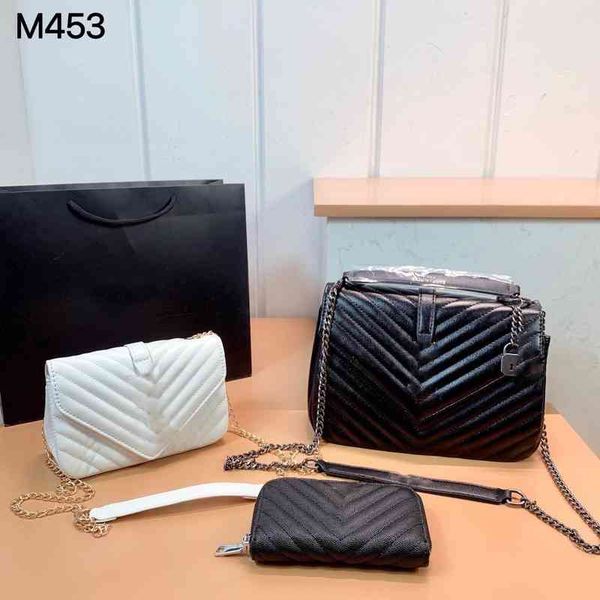 

3 pcs set crossbody bags classic style wallet for women brand designer shoulder clutch strap fashion single white messengers purses 220526