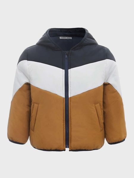 

toddler boys color block hooded puffer coat she, Blue;gray