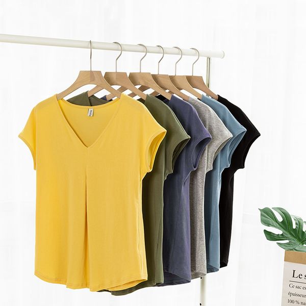 

cotton women t shirt summer casual short sleeve v neck female tees 220616, White
