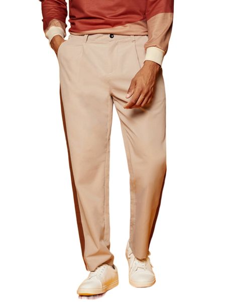 

men side striped slant pocket pants p55j#, Black