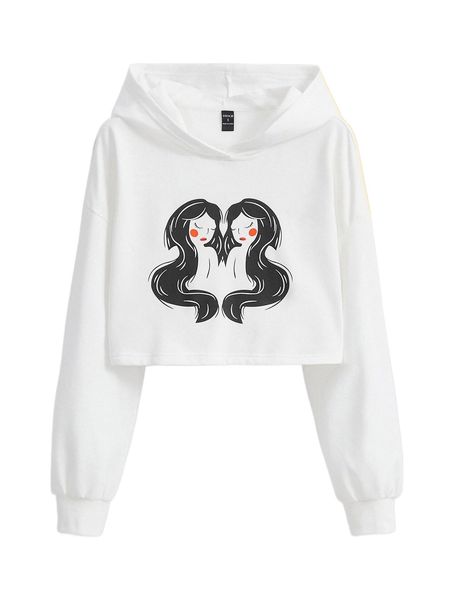 

x molly darm drop shoulder figure graphic hoodie d9d8#, Black