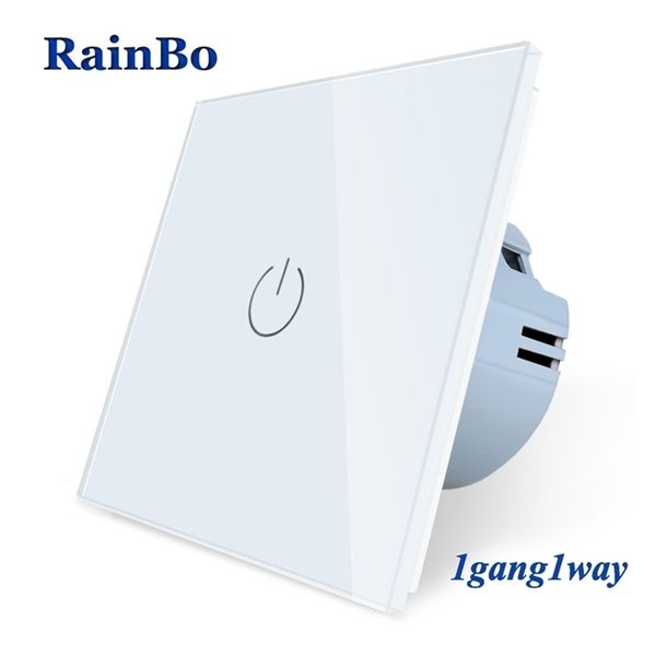 Bainbo Crystal Glass-Smart-Smart-Switch UE Switch-Switch AC250V LED SLACE-SLUCAÇÃO DE TONTAÇÃO LIGHT-LIGHT-SWITCH 1GANG-1WAY A1911CW/B T200605