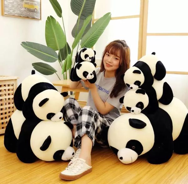 Tamanho 35cm/25cm Ceia macia e pelúcia brinquedo grande panda brinquedos longos estilos longos travesseiros de dormir recheado menino menina presente de aniversário