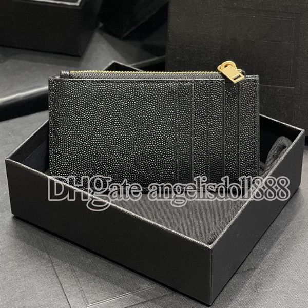 

designer wallet women credit card holders monogrm fragments coin purse 7a quality black calfskin caviar genuine leather zipper224r, Brown;gray