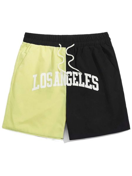

romwe guys two tone letter graphic shorts j0qd#, White;black