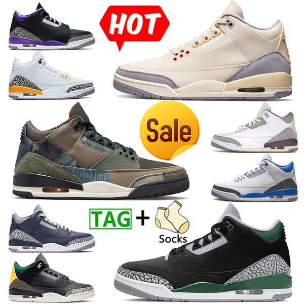 

3s muslin cardinal red jumpman basketball shoes 3 patchwork pine green sports mens womens classic racer blue unc black cement fragment rust, White;red