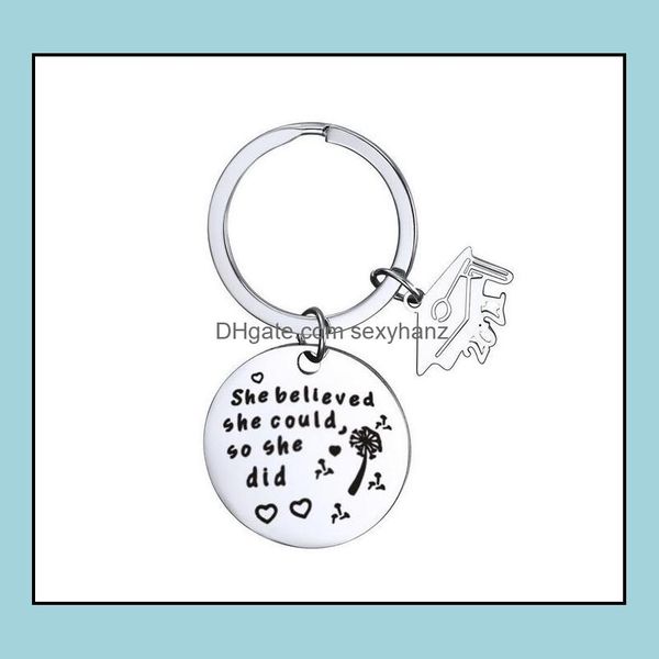 

keychains fashion accessories graduate keychain stainless steel class of school university key chain for student postgraduate mini love gift, Silver