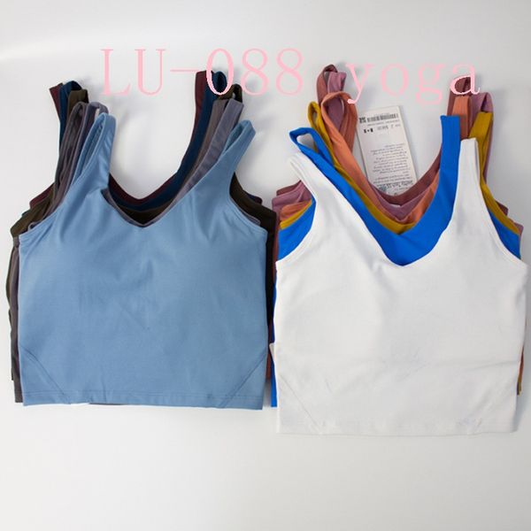 

lu-088 women sports bra tank tight yoga vest with chest pad no buttery soft athletic fitness clothe custom, Red;black