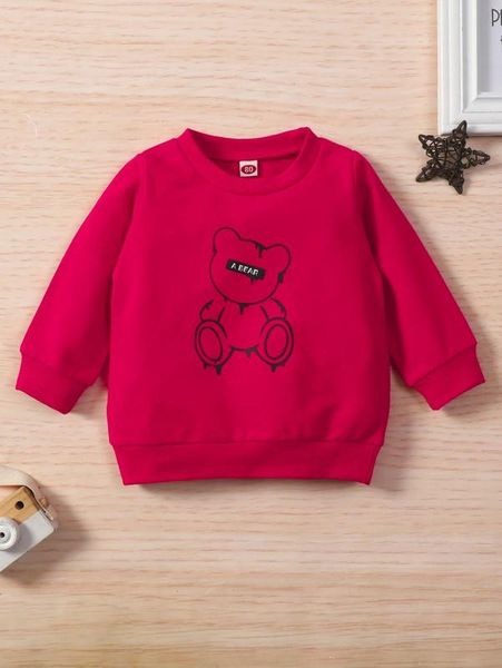 

baby bear and letter graphic pullover she, Black