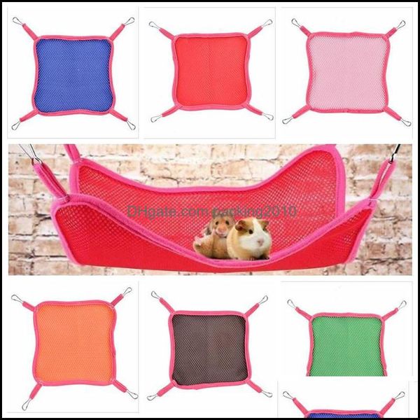 Otros suministros para mascotas Home Garden Ll Hamaca Colgando Manta Mat Hamster Summer Transpirable Sandwich Mesh C Dh8Vn