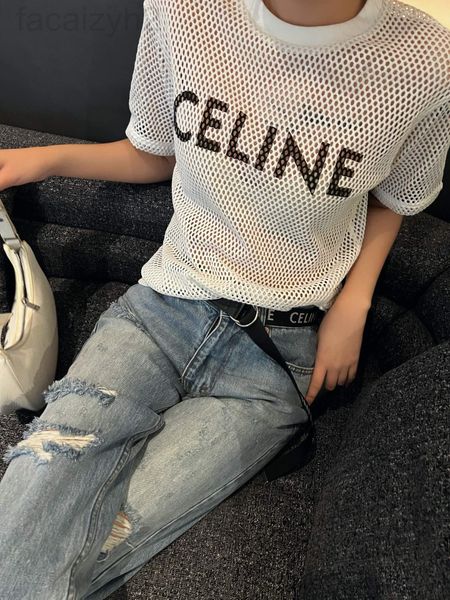 

women's t-shirt designer chaopai 22ss early spring new letter printing mesh fabric simple fashion piece black and white short sleeve t-